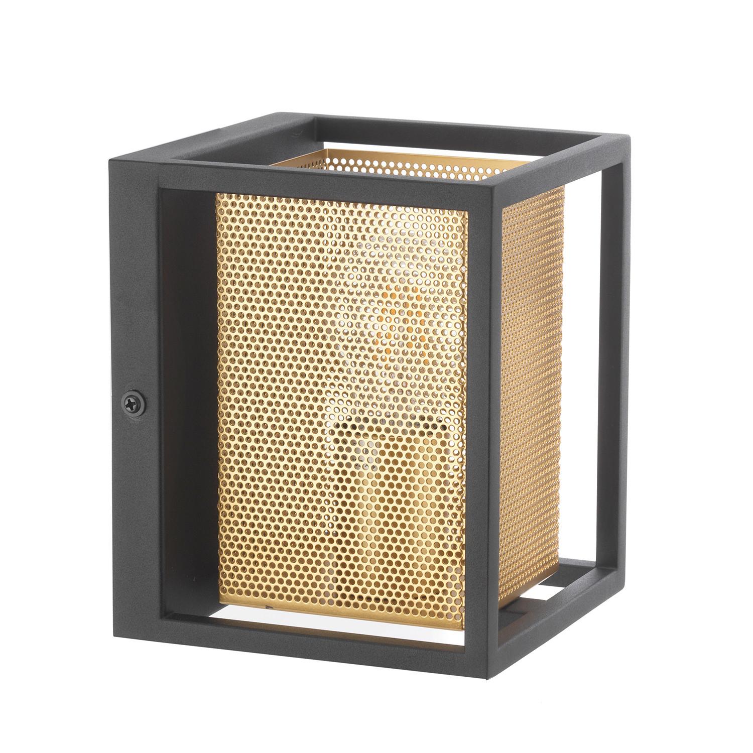 Wandleuchte Malik Schwarz/Gold max. 22 Watt - Goldfarben/Schwarz, Design, Metall (15/16/18cm)