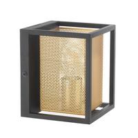 Wandleuchte Malik Schwarz/Gold max. 22 Watt - Goldfarben/Schwarz, Design, Metall (15/16/18cm)