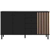 KOMODA SZEROKA MONZA - czarny/dąb artisan, Design, materiał drewnopochodny/metal (160/90/40cm) - Livetastic