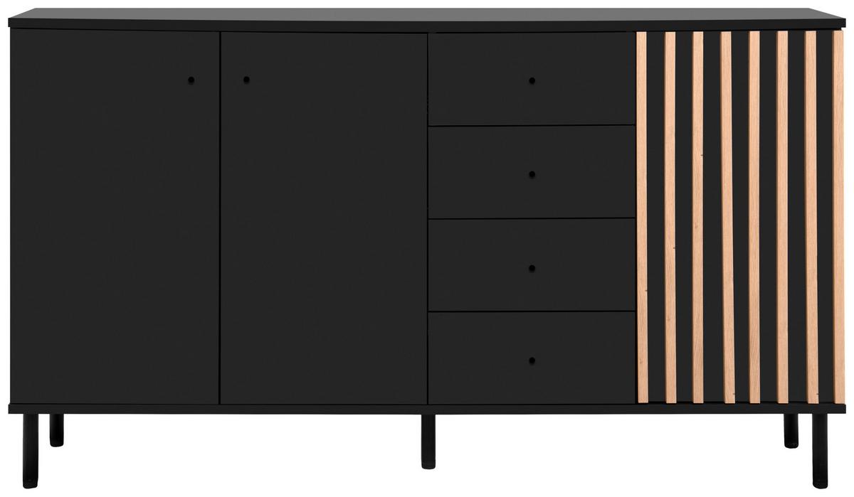 KOMODA SZEROKA MONZA - czarny/dąb artisan, Design, materiał drewnopochodny/metal (160/90/40cm) - Livetastic