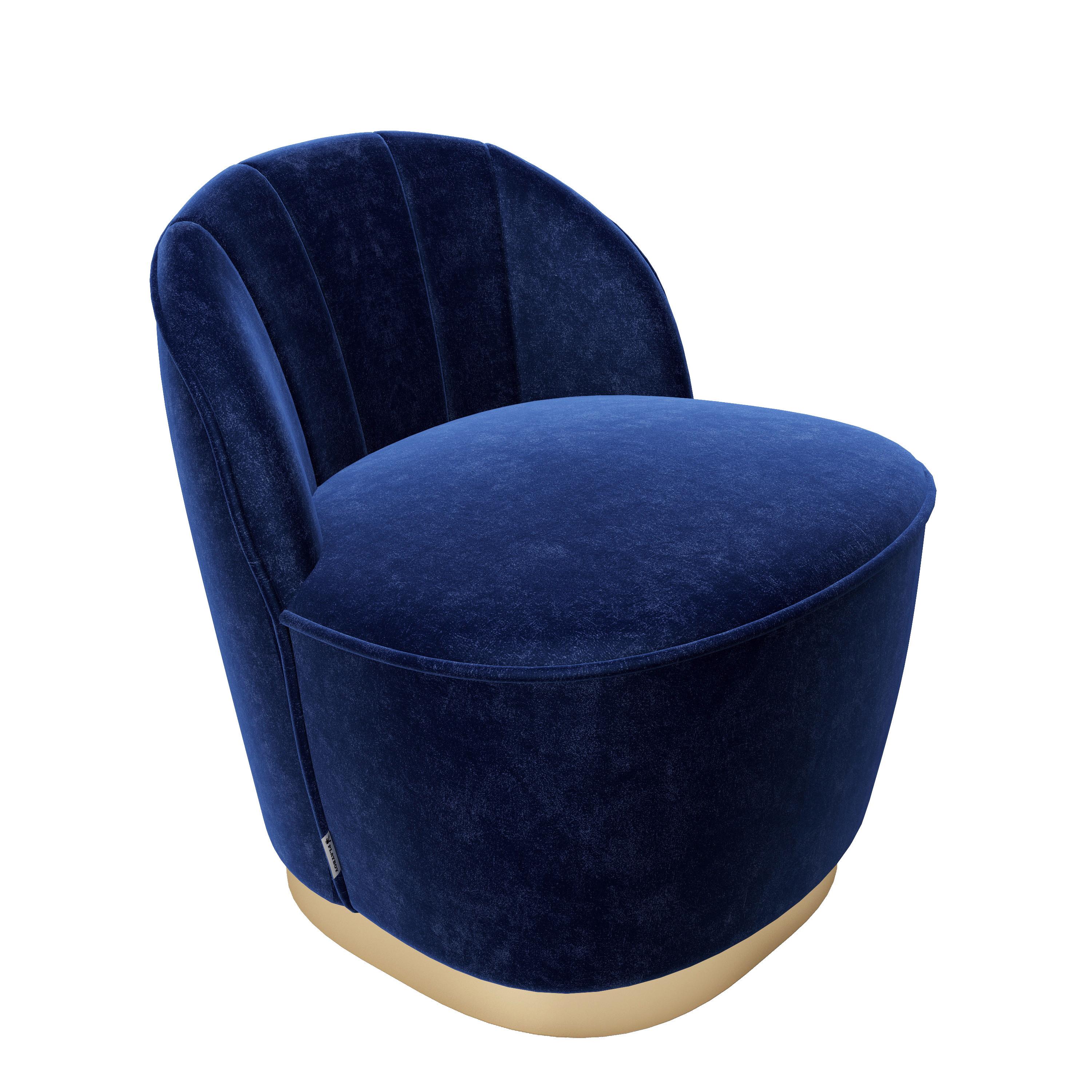 PLAYBOY Polstersessel Stella Samtbezug Blau - Blau, KONVENTIONELL, Textil (67/70/71cm) - Playboy