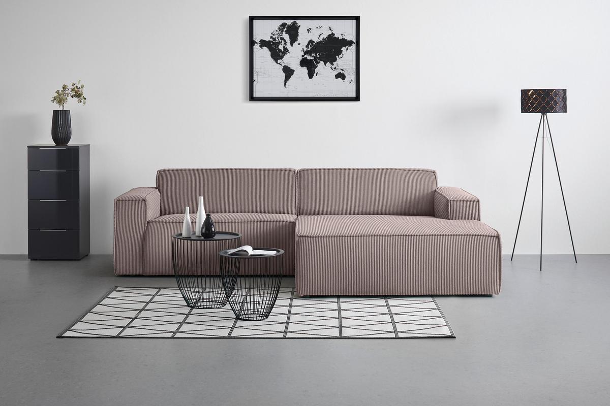 Wohnlandschaft Loft in Graubraun - Graubraun/Schwarz, MODERN, Kunststoff/Textil (265/75/172cm) - Mömax