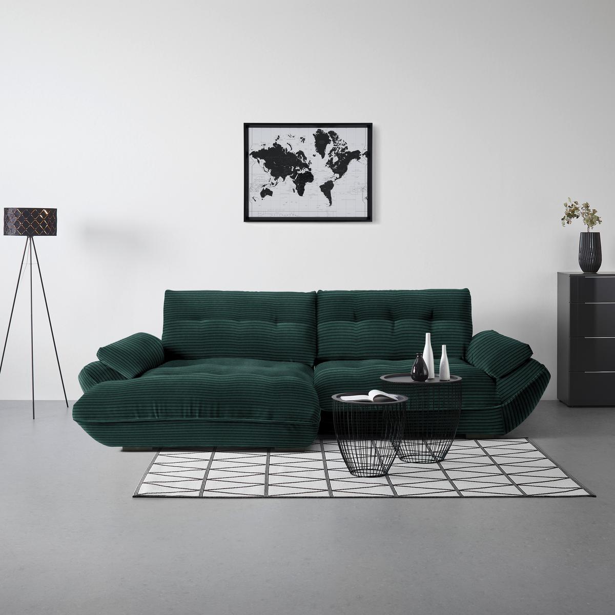 Wohnlandschaft Vivo Dunkelgrün - Dunkelgrün/Schwarz, MODERN, Kunststoff/Textil (179/63/317cm) - Based