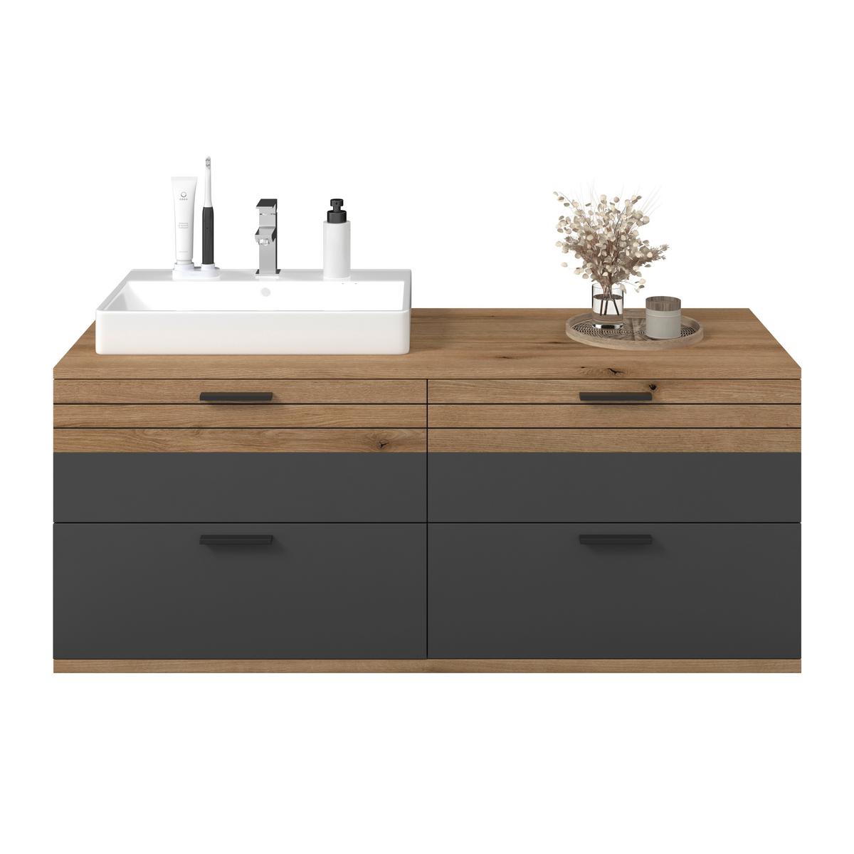Omarica Za Pod Umivalnik Cotia Cotlu 2 - črna/barve hrasta, Moderno, kovina/leseni material (140/57/48cm) - James Wood