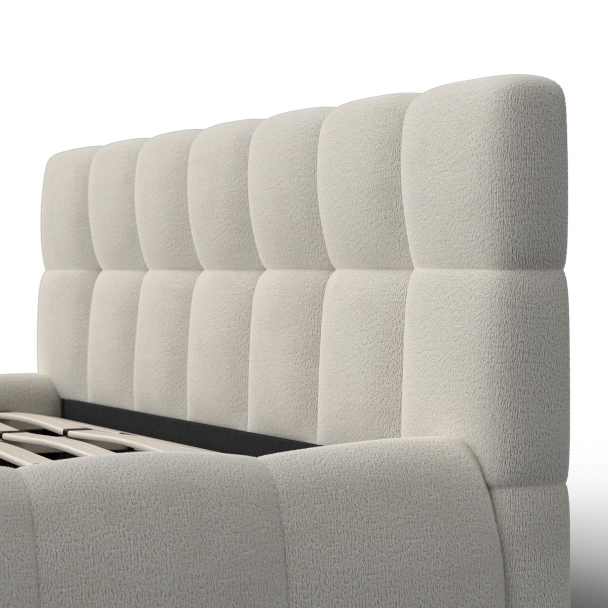 Pat tapițat bej Marija cca 180X200 bej - ivoar/culoare natur, Modern, lemn/metal (180/200cm) - Bessagi Home