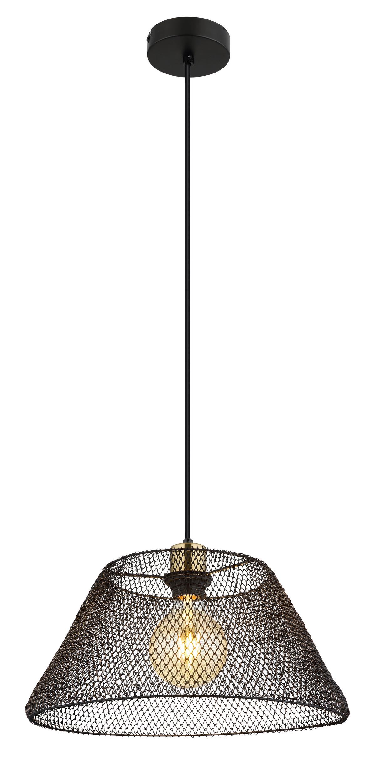 Hängeleuchte Baku Schwarz max. 40 Watt - Goldfarben/Schwarz, Trend, Kunststoff/Metall (36/120cm) - Globo