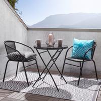 Gartentisch Sam Anthrazit Metall/Glas Ø ca. 60cm - Anthrazit, Glas/Kunststoff (60/70cm) - Mömax