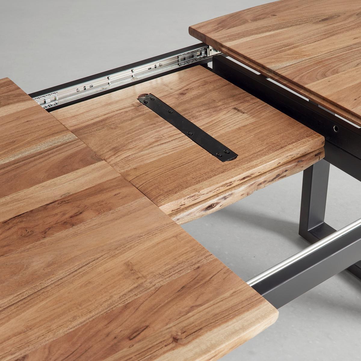 STÓŁ ROZSUWANY MALMO - kolor naturalny/czarny, Modern, metal/drewno (140-180/90/76cm) - Bessagi Home