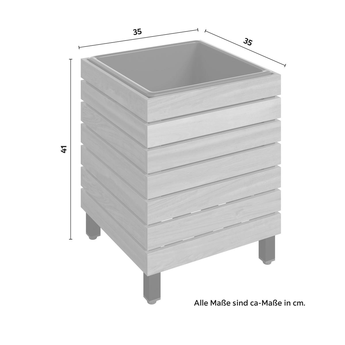Hochbeet Marlo Echtholz massiv ca. 35x41x35 cm - Schwarz/Akaziefarben, MODERN, Holz/Kunststoff (35/41/35cm) - Bessagi Garden