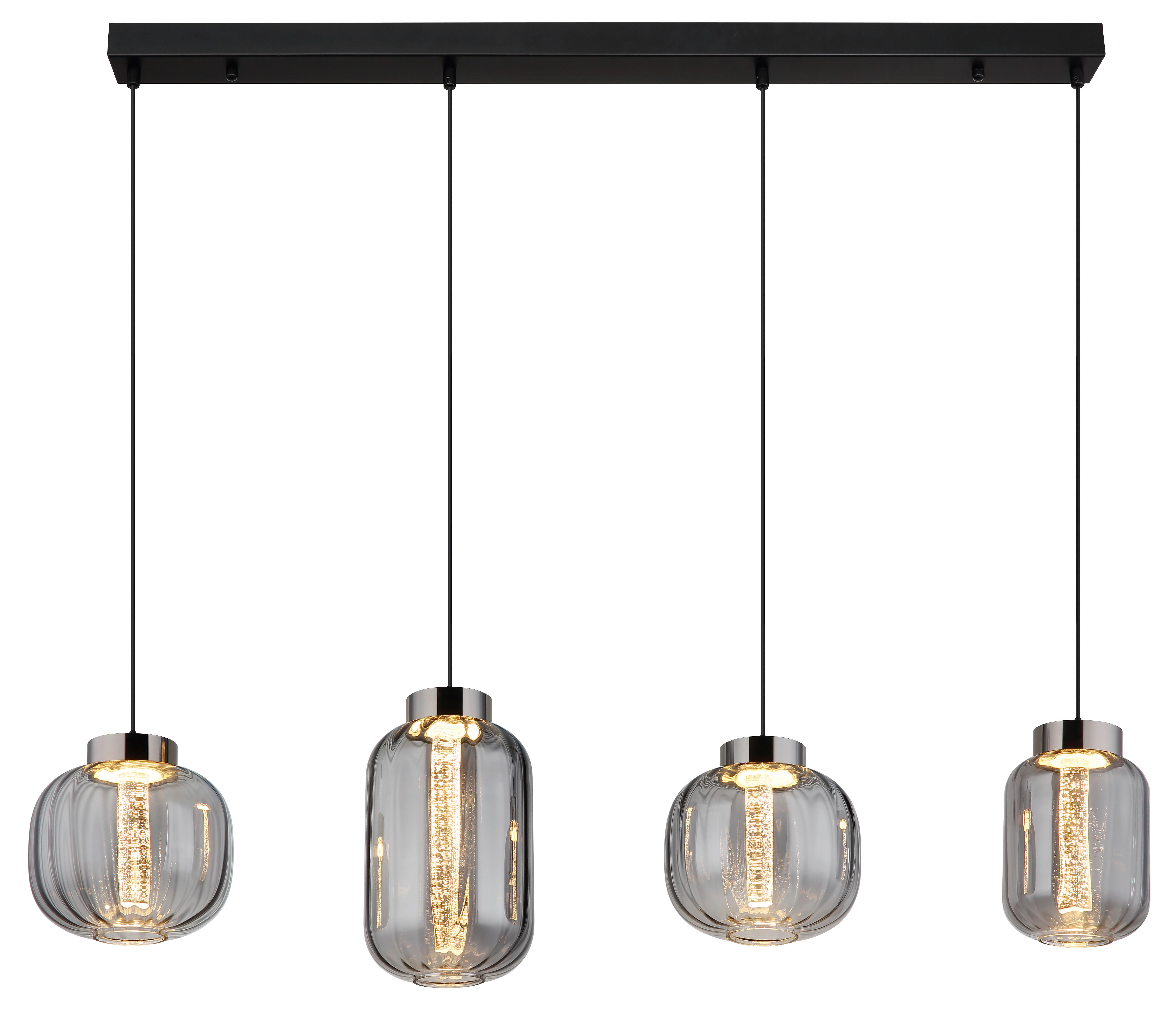 LED-Hängeleuchte Fluoro Schwarz/Chromfarben max. 29W - Klar/Chromfarben, Basics, Glas/Kunststoff (120/21/150cm) - Globo