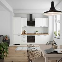 Küchenblock Touch High m. Geräten Weiß - Edelstahlfarben/Eichefarben, MODERN, Holzwerkstoff/Metall (270cm) - Nobilia