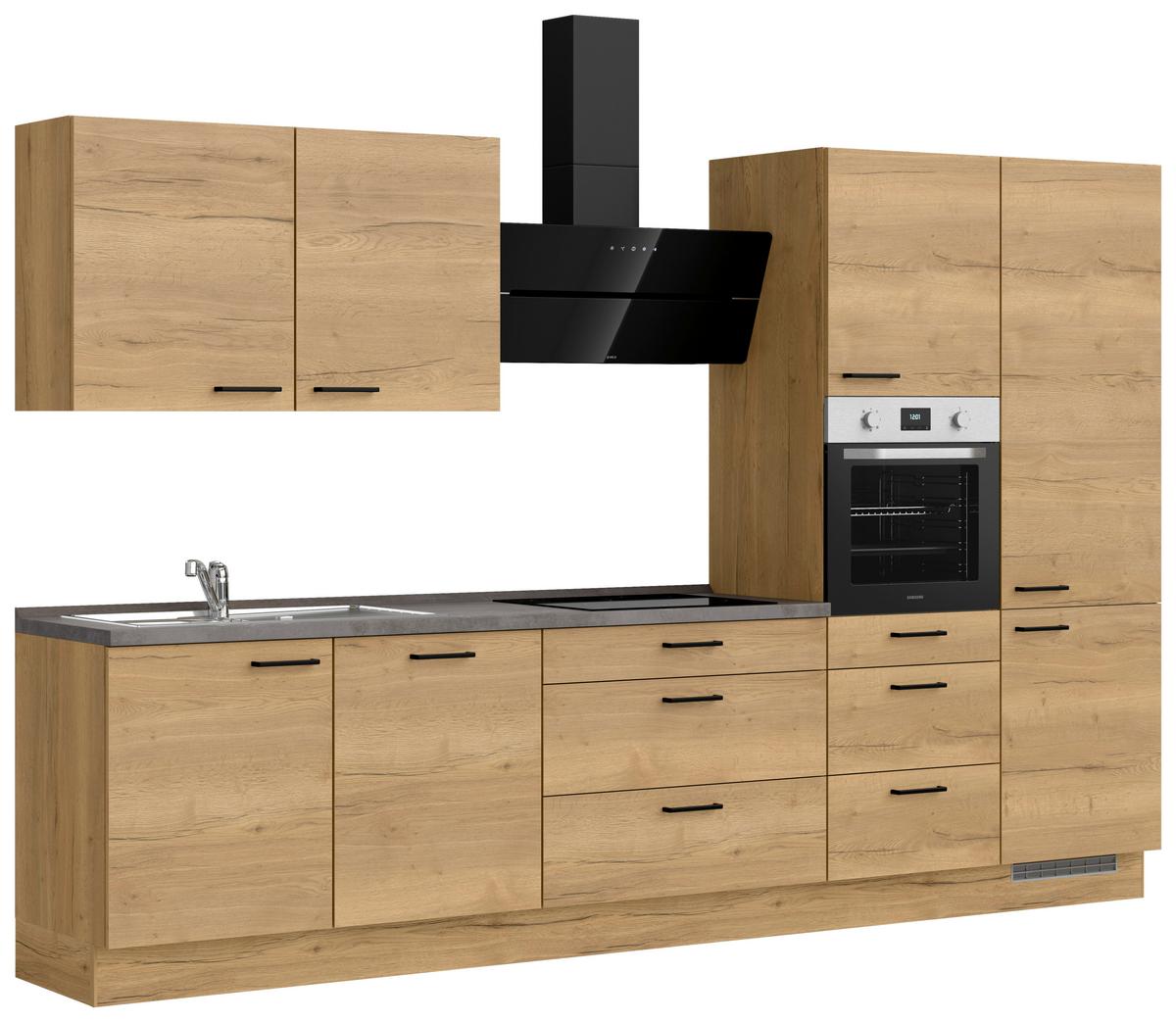 Küchenleerblock Structura High o. Geräte Eiche - Schieferfarben/Eichefarben, MODERN, Holzwerkstoff/Metall (330cm) - Nobilia