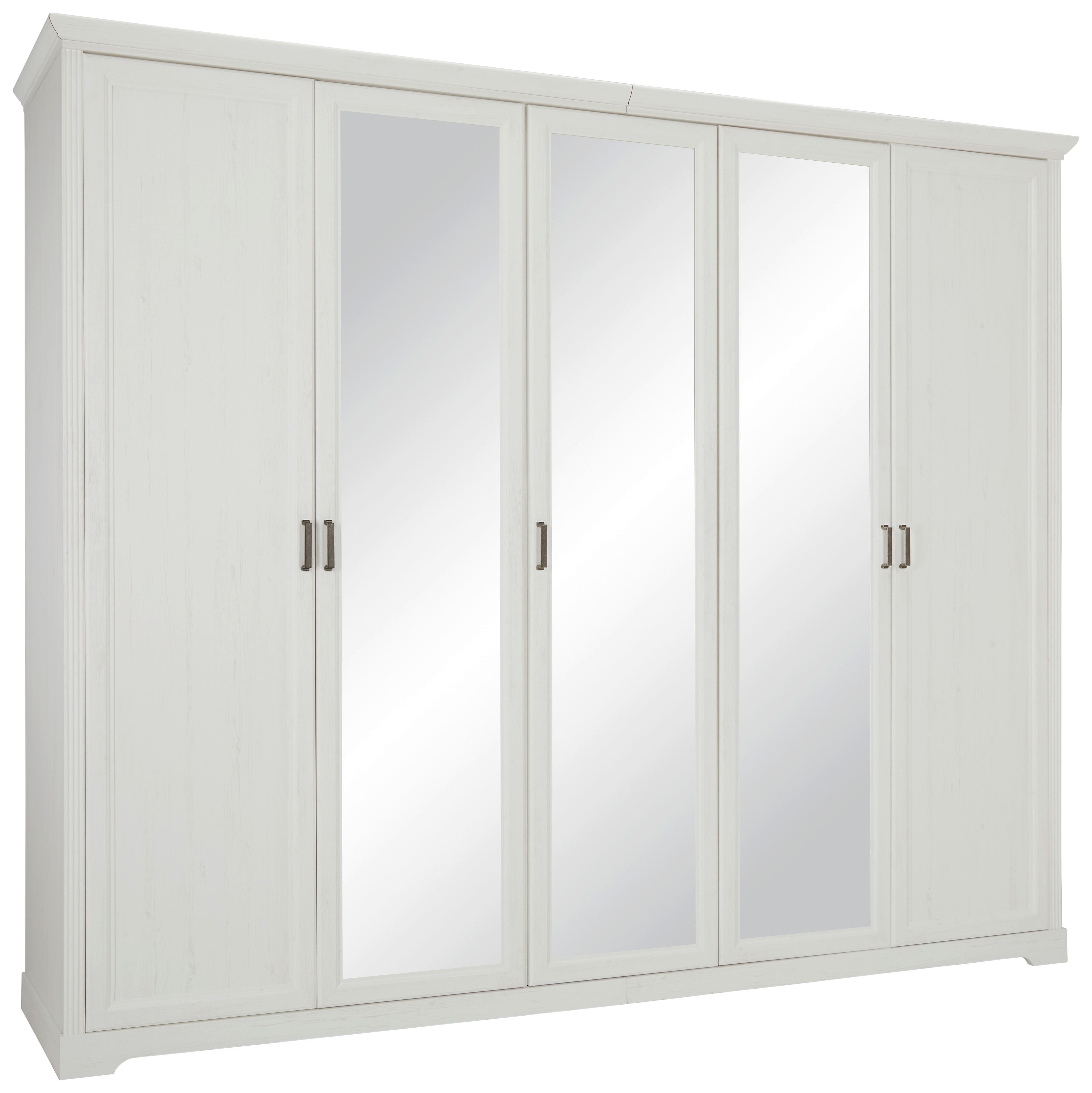 Drehtürenschrank Marilou in Weiß - Weiß/Nickelfarben, ROMANTIK / LANDHAUS, Holzwerkstoff/Metall (264/220/64cm) - Zandiara