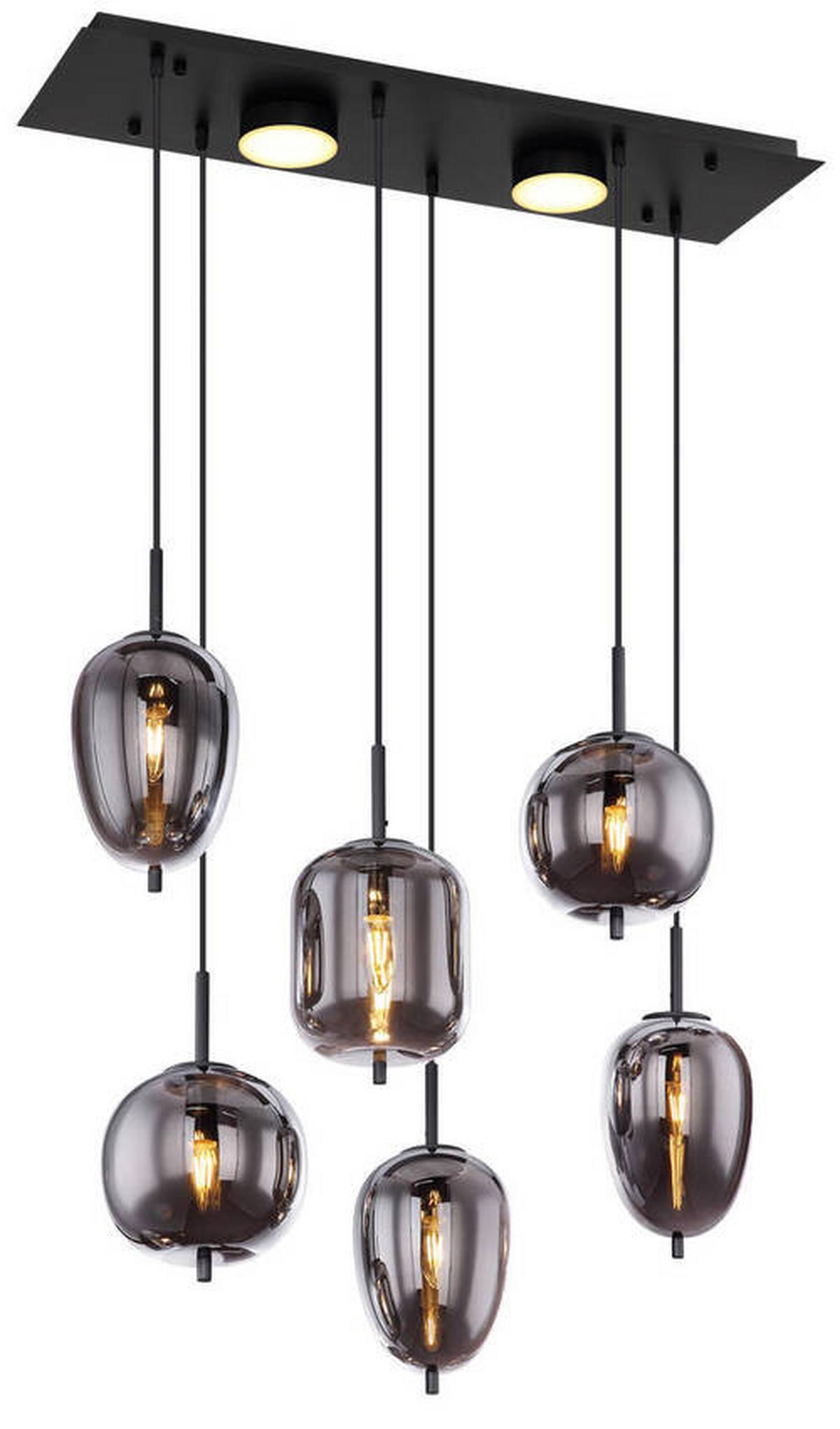 Viseča Led-svetilka 15345-6l Blacky - črna/siva, Design, kovina/umetna masa (80/34/120cm) - Globo
