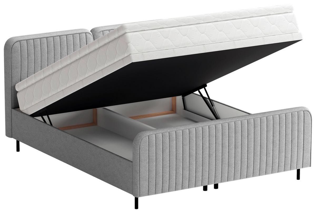 Boxbett Livetto Grau ca. 180x200cm - Schwarz/Grau, KONVENTIONELL, Holz/Textil (180/200cm) - Mömax
