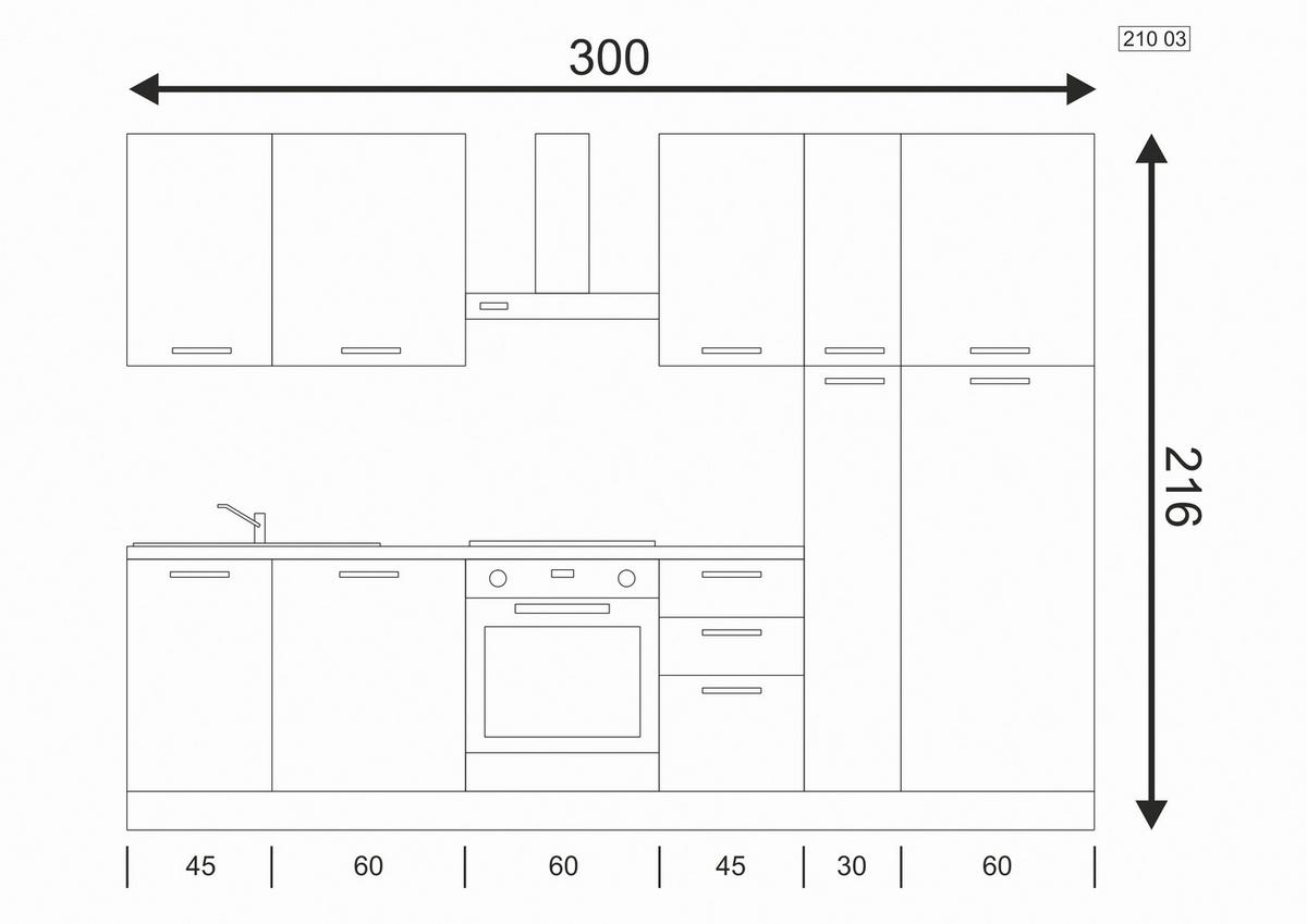 Küchenblock Olimpia m. Geräten Eukalyptus - Eukalyptusholzfarben/Alufarben, LIFESTYLE, Holzwerkstoff/Kunststoff (300cm) - MID.YOU