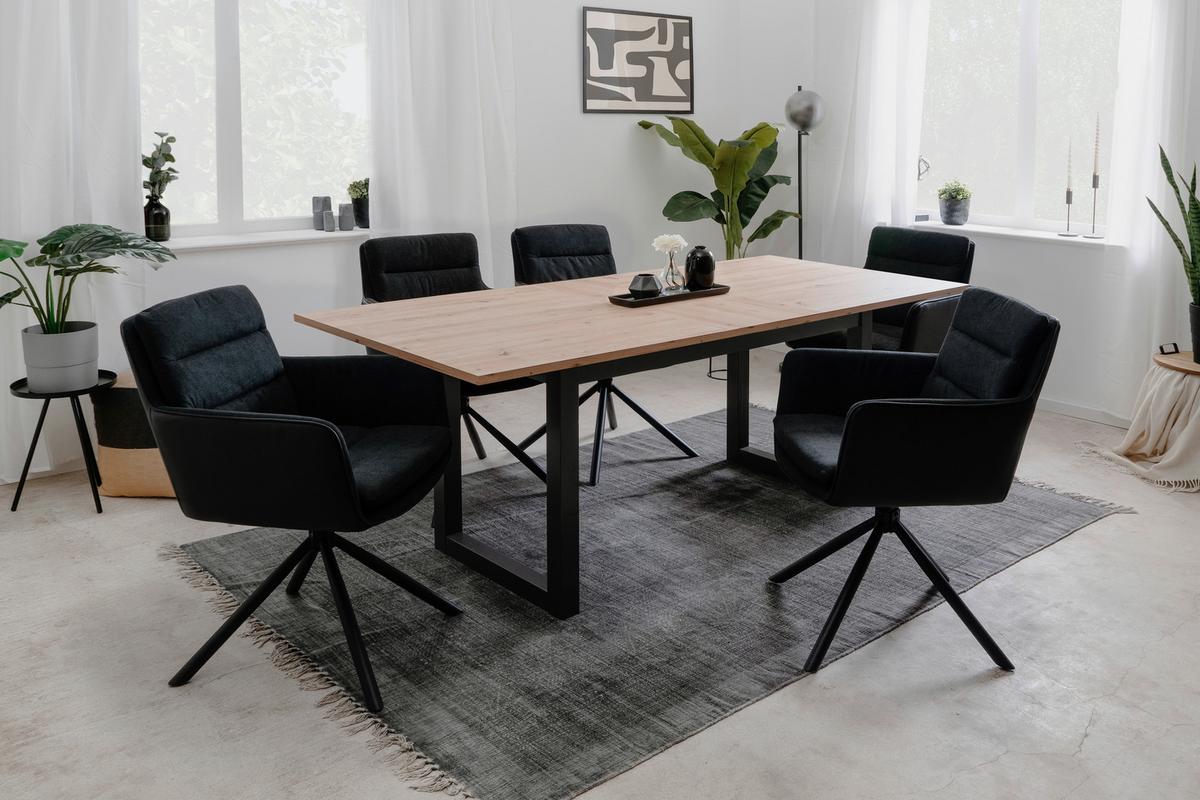 KRZESŁO Z PODŁOKIETNIKAMI LOGAN 70A - antracytowy/czarny, Konventionell, materiał drewnopochodny/metal (59/88/63cm) - MID.YOU