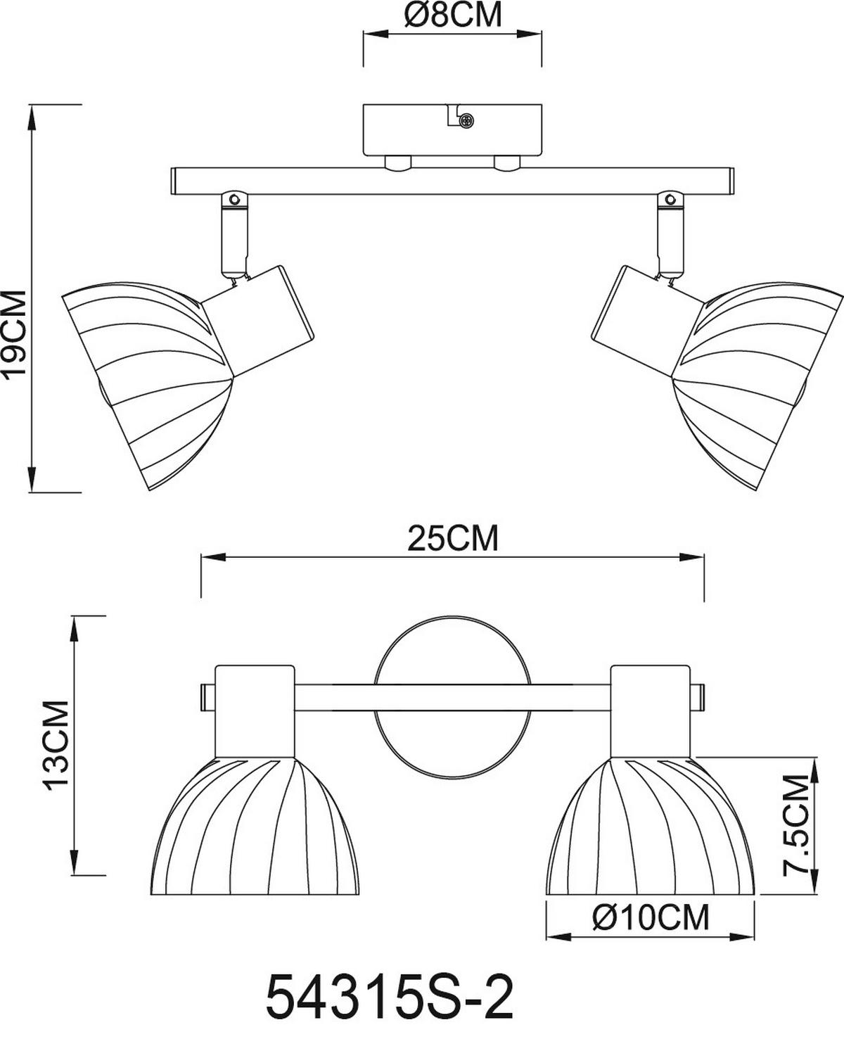 STRAHLER 54315S-2 ZACHERY - Schwarz/Grau, Konventionell, Glas/Metall (25/13/19cm) - Globo