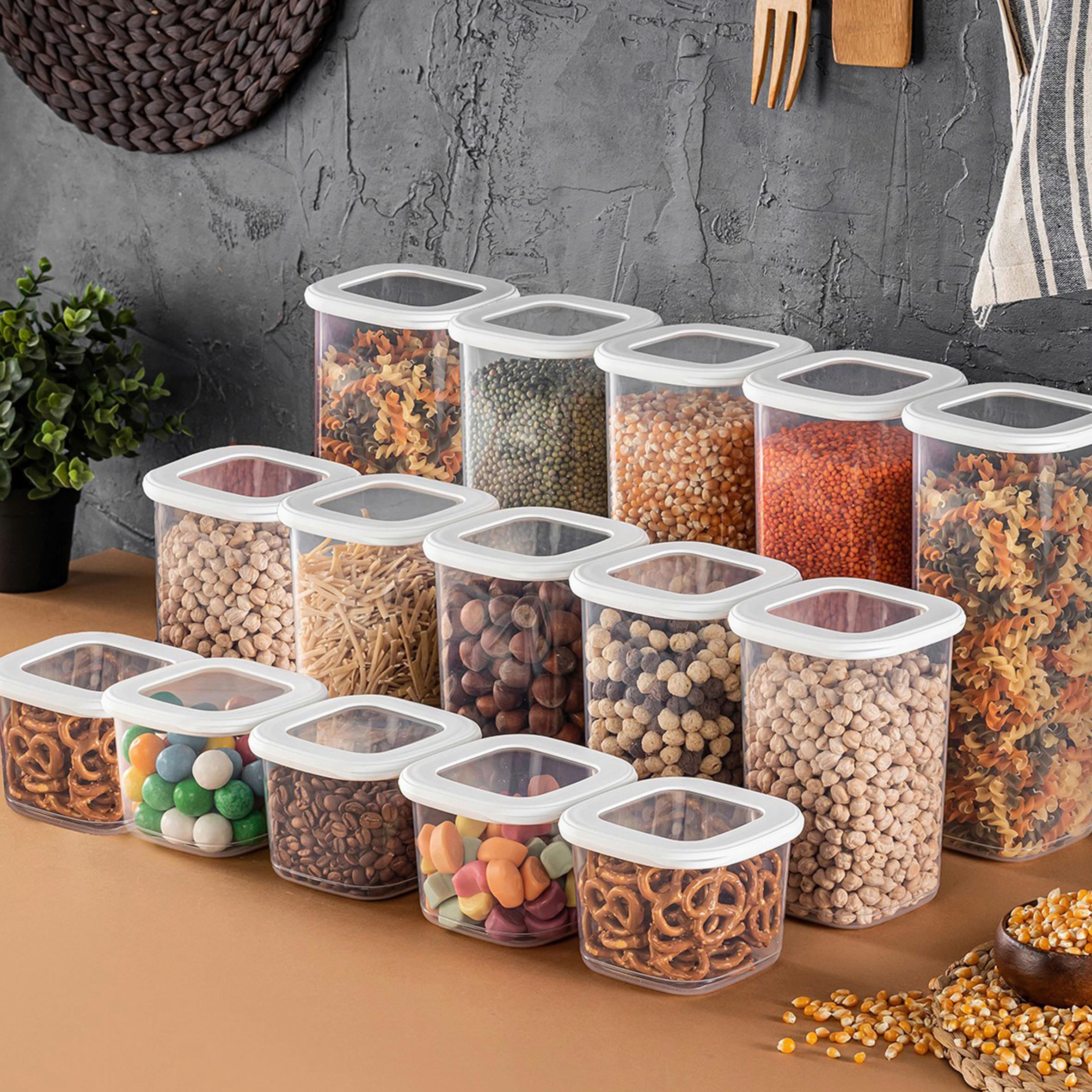 ZESTAW POJEMNIKÓW KUCHENNYCH 3808006703 - biały/przezroczysty, Basics, tworzywo sztuczne (10/10/9,5cm) - P & B