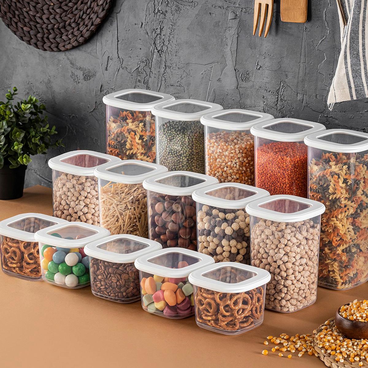 ZESTAW POJEMNIKÓW KUCHENNYCH 3808006703 - biały/przezroczysty, Basics, tworzywo sztuczne (10/10/9,5cm) - P & B