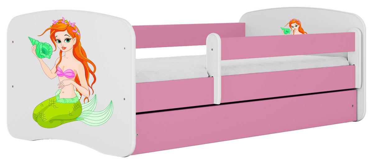 Otroška Postelja Babydreams, Bela, Roza, 80x160cm - pink/bela, Moderno, tekstil/leseni material (80/160cm) - MID.YOU