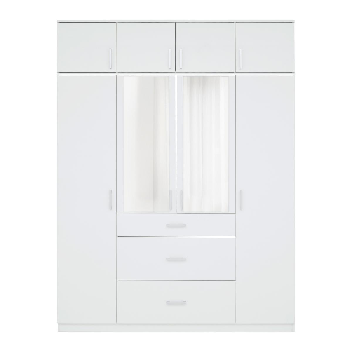 Aufsatzschrank Lasse 4T Weiß - Weiß/Grau, KONVENTIONELL, Holzwerkstoff/Kunststoff (180/40/55cm) - Mömax