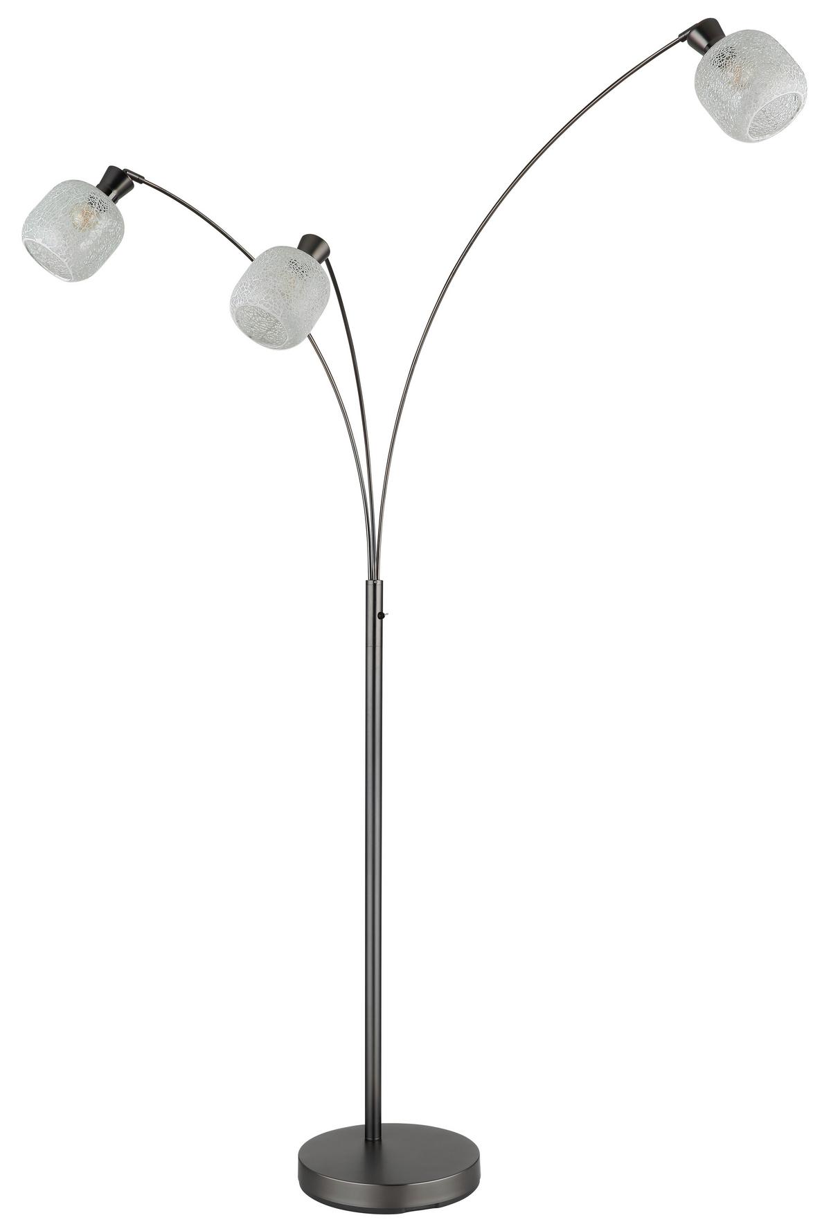 Podna Svjetiljka Brokana - crni krom/prozirno, Design, staklo/metal (84,5/100/200,5cm) - Globo