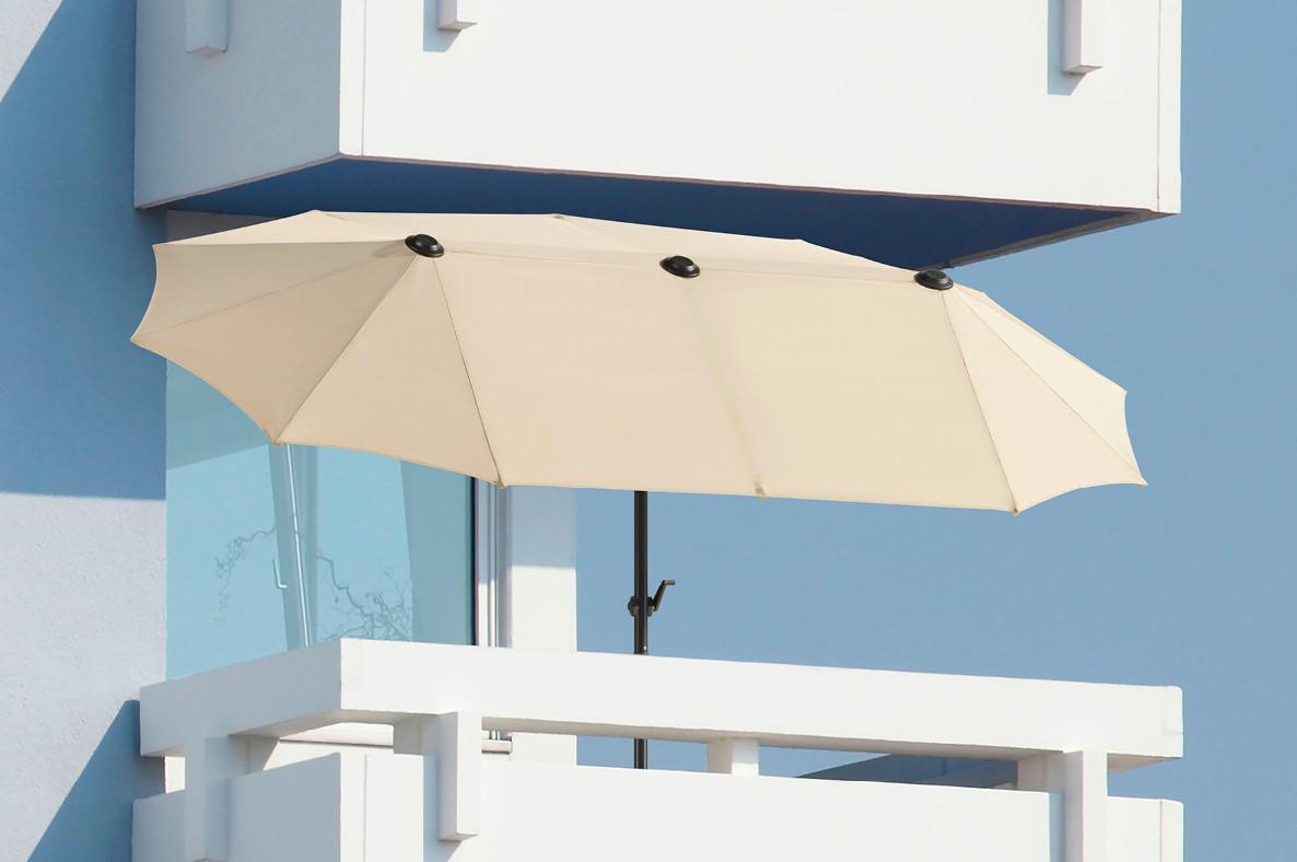 Doppelsonnenschirm Salerno ca.300x220x150cm Naturfarben - Anthrazit/Naturfarben, Basics, Textil/Metall (300/220/150cm) - Schneider