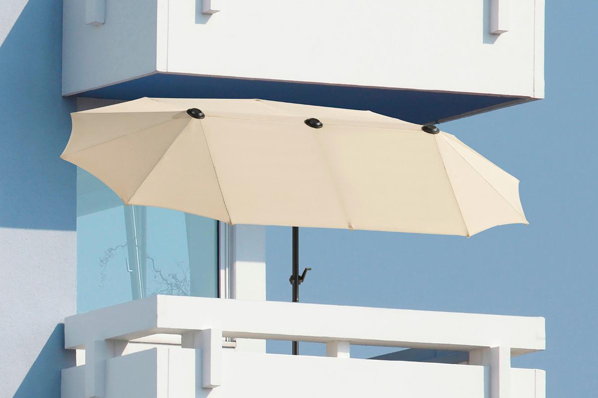 Doppelsonnenschirm Salerno ca.300x220x150cm Naturfarben - Anthrazit/Naturfarben, Basics, Textil/Metall (300/220/150cm) - Schneider