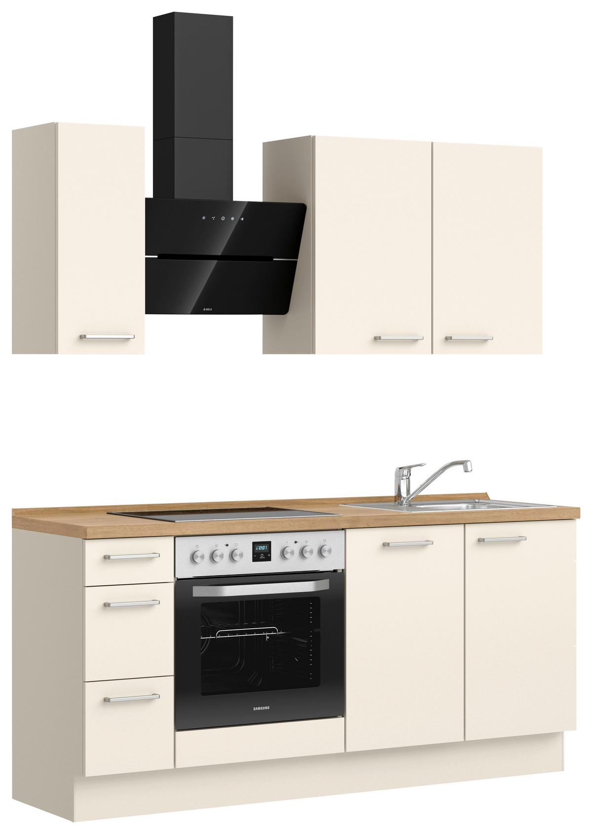 Küchenblock Touch High m. Geräten Magnolie - Edelstahlfarben/Eichefarben, MODERN, Holzwerkstoff/Metall (180cm) - Nobilia