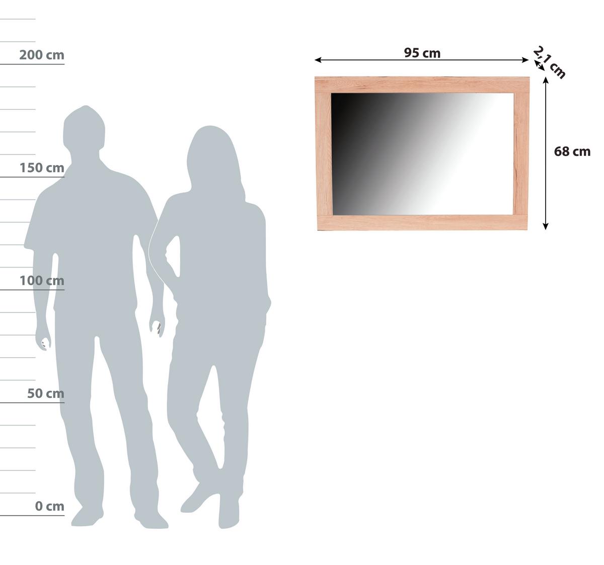 Zidno Ogledalo Malta - boje hrasta, Moderno, drvni materijal (95/68/2,1cm) - Modern Living