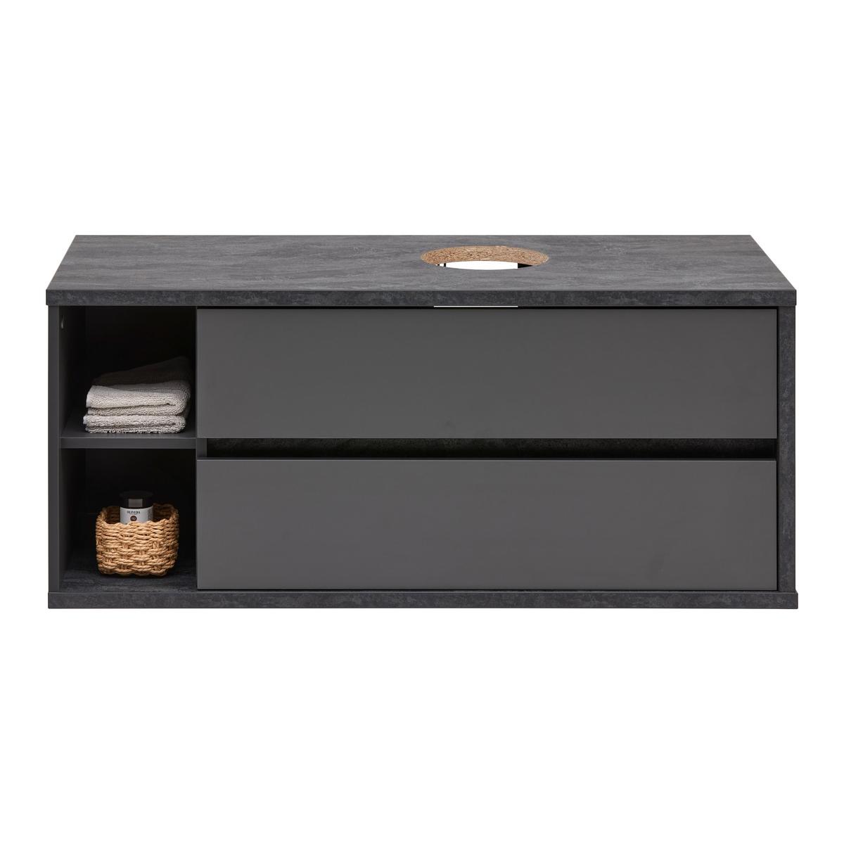 Waschtischunterschrank Camillo Anthrazit /Schwarz - Anthrazit/Schwarz, MODERN, Holzwerkstoff (110/48/46cm) - Mömax