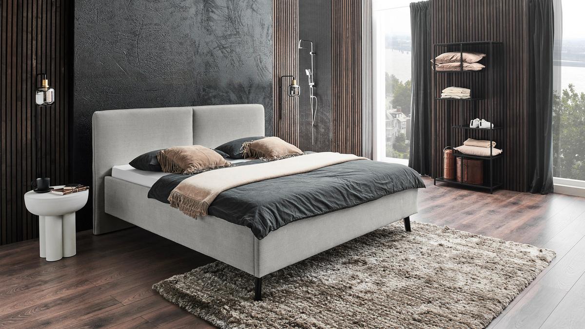 Polsterbett Palma Hellgrau ca. 180x200cm - Hellgrau, Konventionell, Holz/Textil (180/200cm) - Premium Living