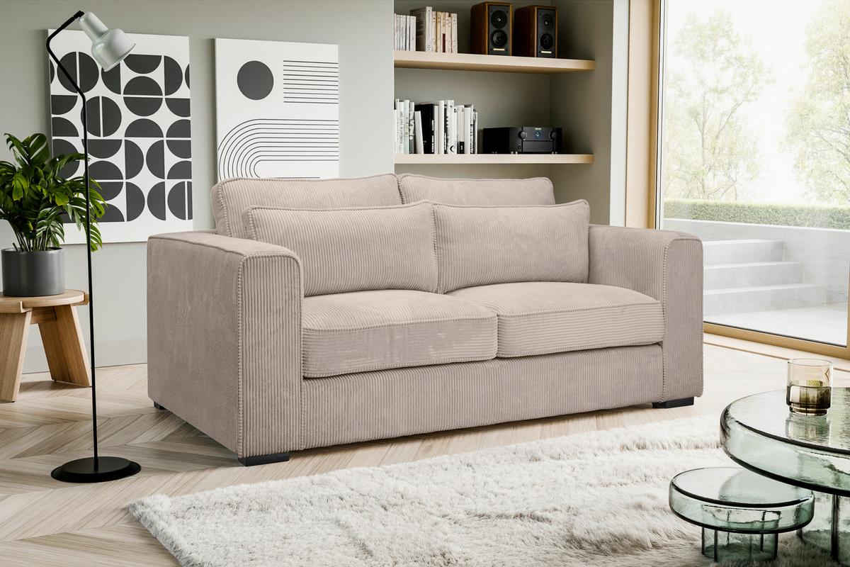 2,5-Sitzer-Sofa Almera Beigebraun - Beigebraun/Schwarz, Basics, Holz/Textil (200/92/112cm) - MID.YOU