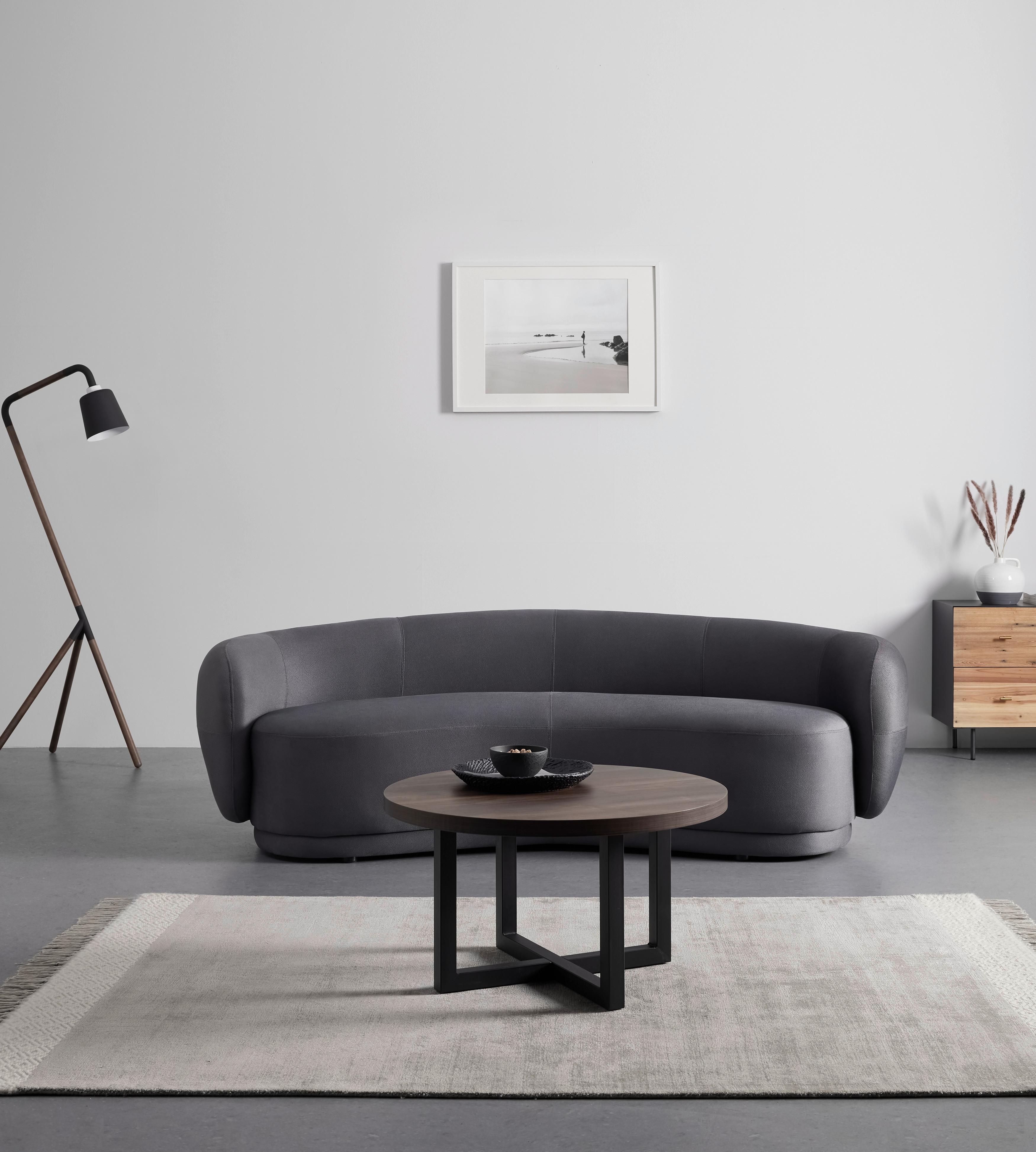Bigsofa Damaris Grau Samt - Dunkelgrau/Schwarz, MODERN, Holz/Kunststoff (230/75/100cm) - Bessagi Home