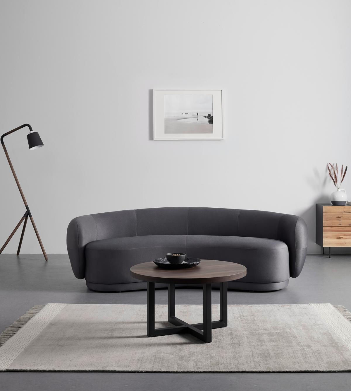 Bigsofa Damaris Grau Samt - Dunkelgrau/Schwarz, MODERN, Holz/Kunststoff (230/75/100cm) - Bessagi Home