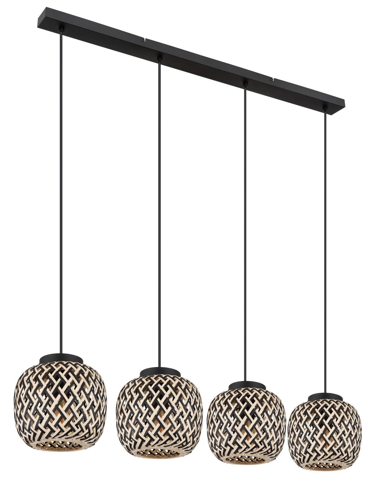Hängeleuchte Colly Naturfarben max. 15 Watt - Schwarz/Naturfarben, Natur, Naturmaterialien/Kunststoff (100/20/120cm) - Globo