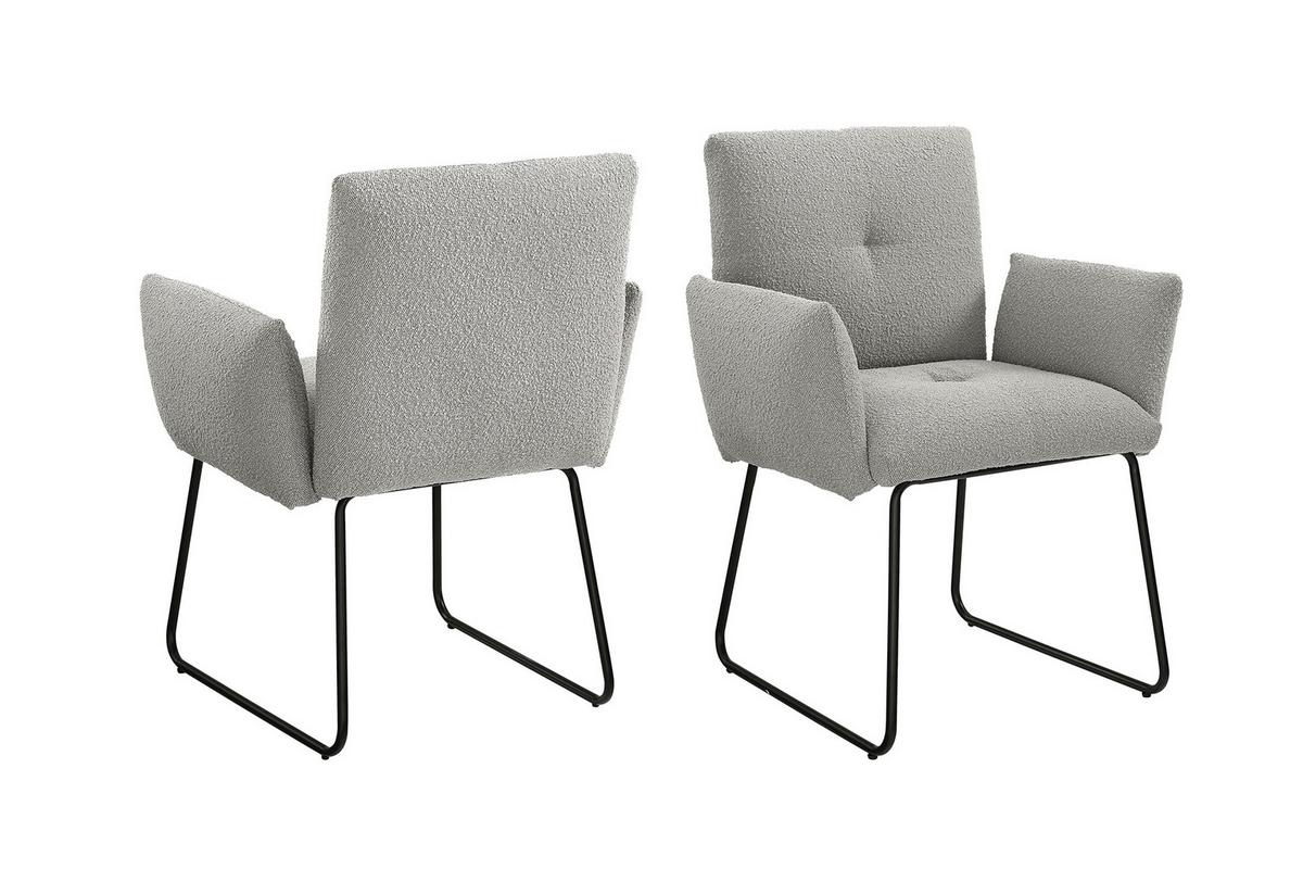 Naslanjač Bouclé, Svetlo Siva - črna/svetlo siva, Moderno, kovina/tekstil (73,5/87/64,5cm) - Livetastic