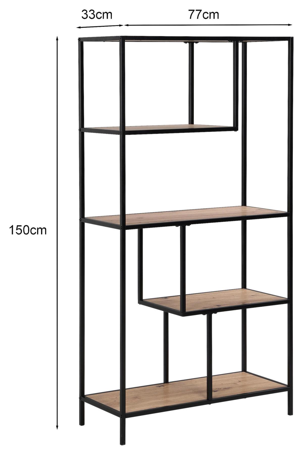 Polica Lilli 2 - prirodne boje/crna, Trend, drvni materijal/metal (77/150/33cm) - Modern Living