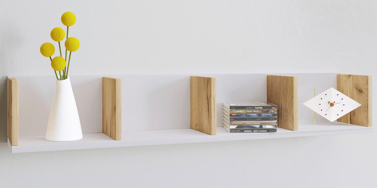 WANDREGAL HONSA - Honigeiche/Weiss, Design, Holzwerkstoff (97/17/17cm) - MID.YOU
