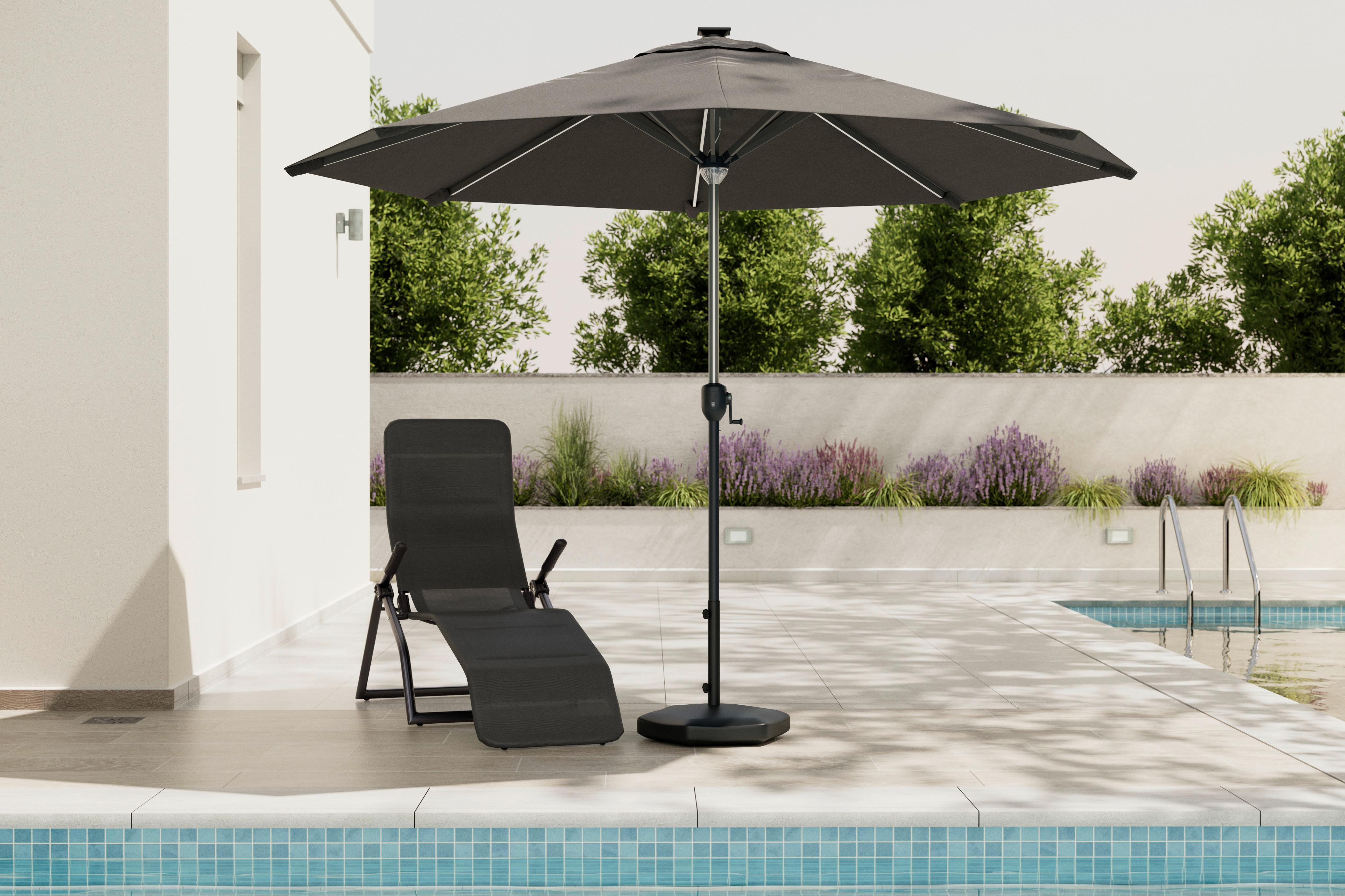 PARASOLL GABI - mörkgrå/grå, Modern, metall/textil (300/238/300cm) - Mömax