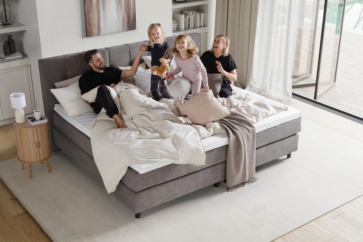 Boxspringbett Primo Dunkelgrau ca. 220x200cm - Dunkelgrau, KONVENTIONELL, Holz/Holzwerkstoff (220/200cm) - Premium Living