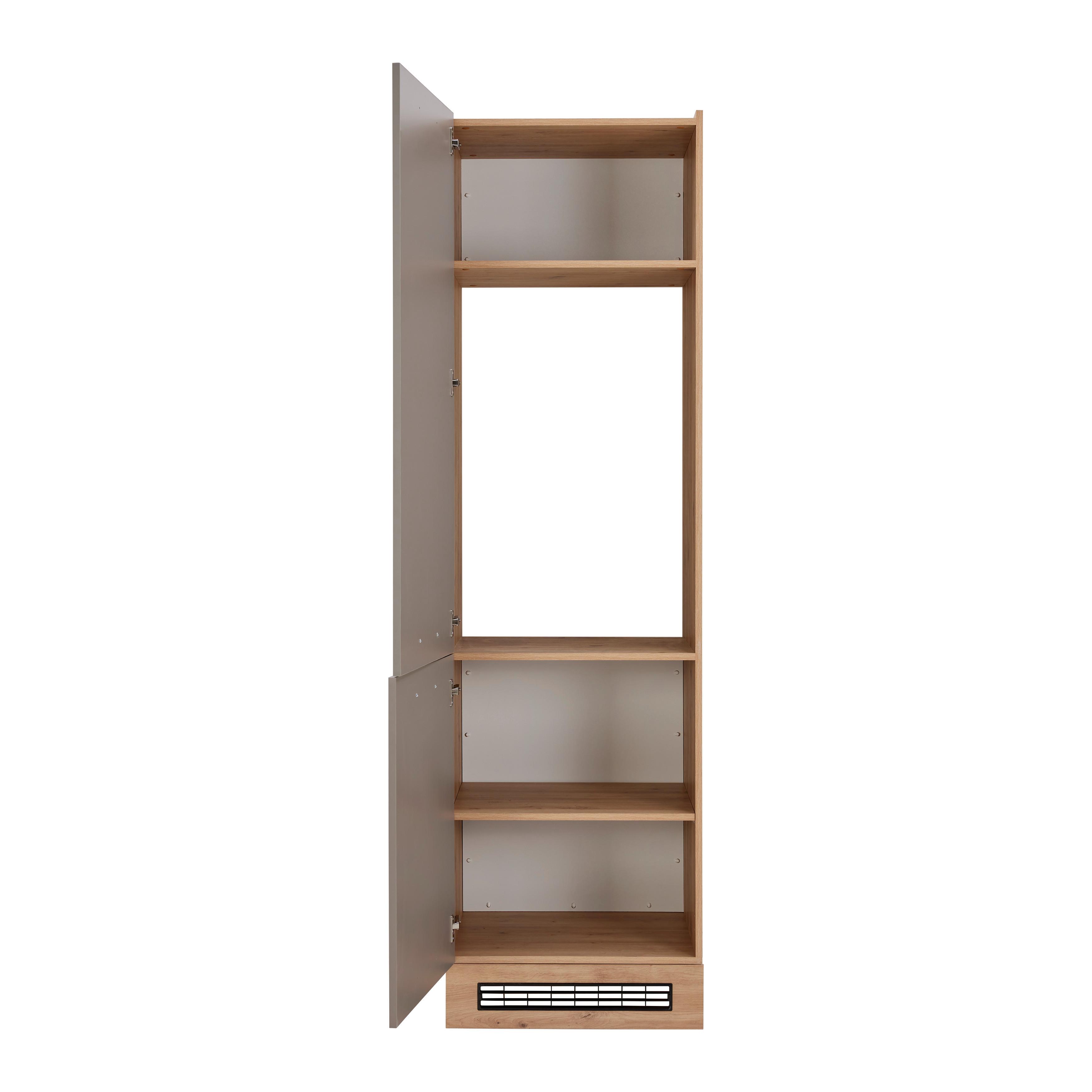 Geräteumbauschrank LINZ in Cubanit grau - Schwarz/Eiche Artisan, MODERN, Holzwerkstoff/Metall (60/211/57cm)