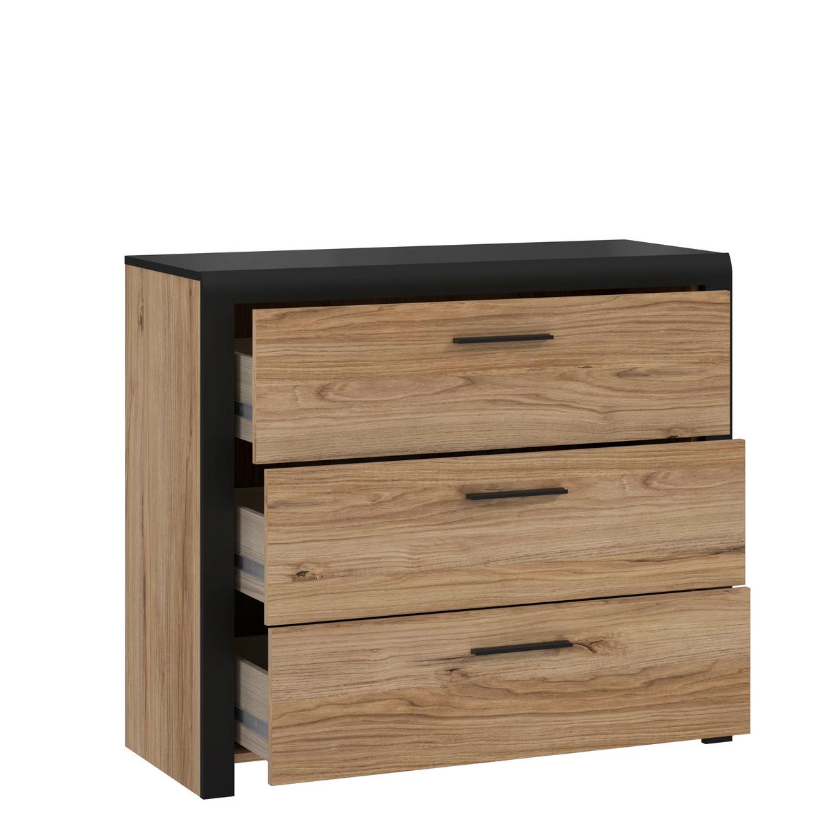 Komoda Dalate - črna/barve hrasta, Moderno, umetna masa/leseni material (101,1/88/41cm) - Mömax