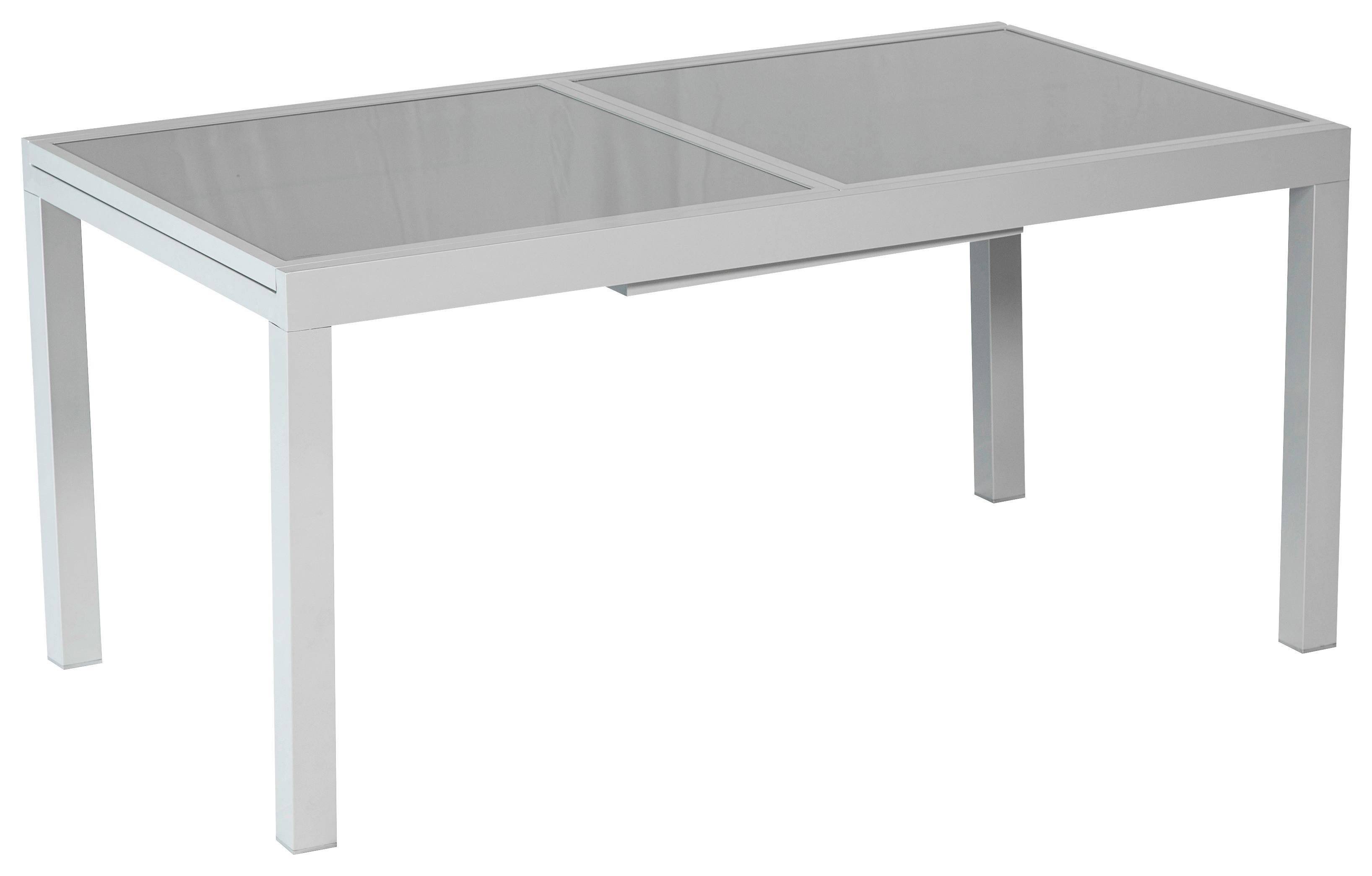 Gartentisch ausziehbar Metall/Glas L: 160-220 cm - Silberfarben, KONVENTIONELL, Glas/Metall (160-220/90/75cm) - Gardenson