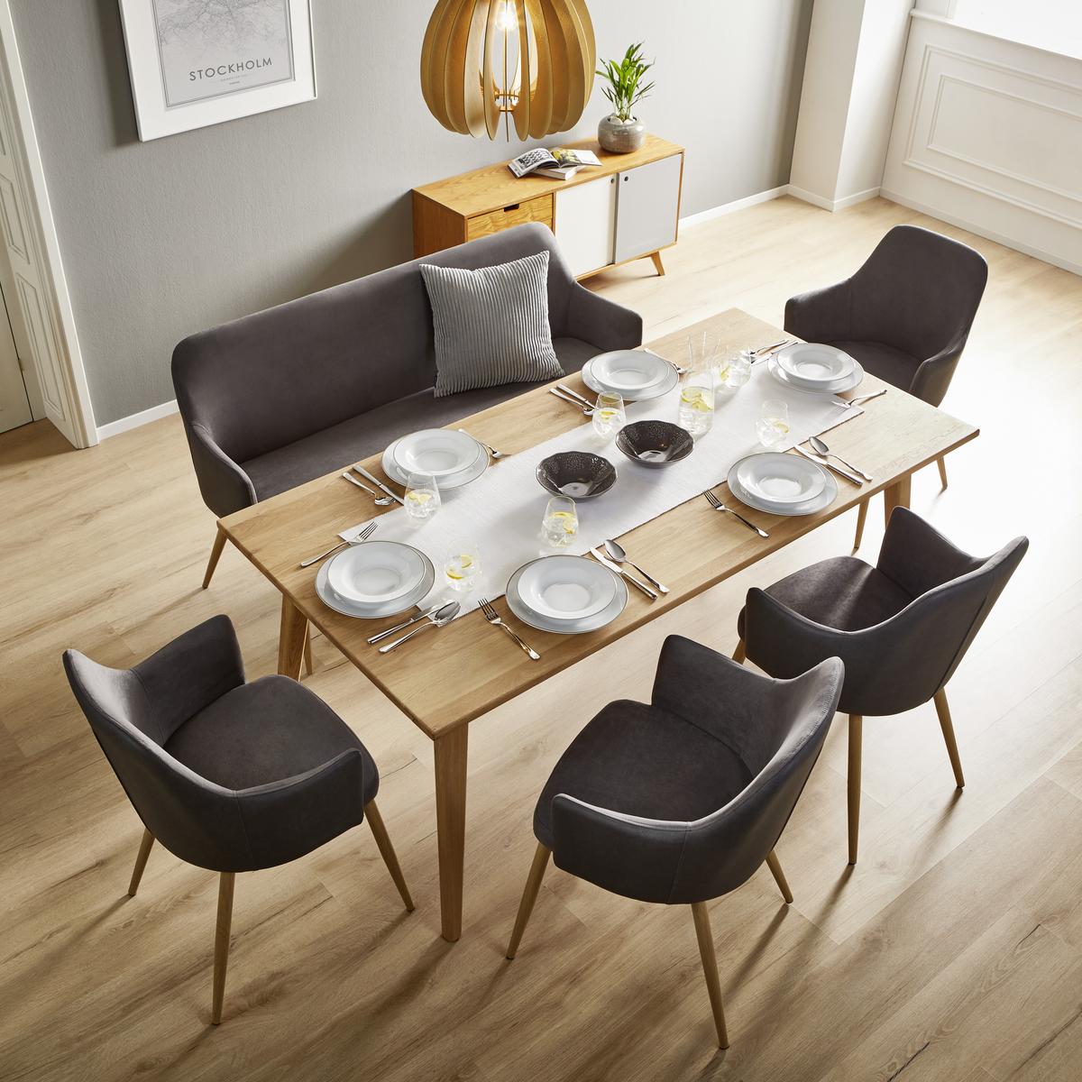 Sitzbank "Chrisi", dunkelgrau - Dunkelgrau, MODERN, Textil/Metall (150/84/54cm) - Bessagi Home