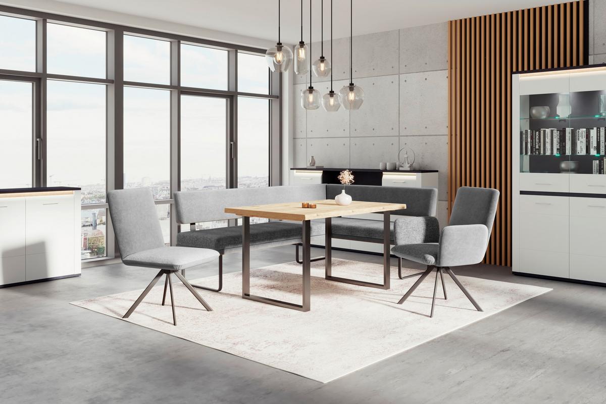 Masă WOOD 160 - culoare natur/negru, Konventionell, lemn/metal (160/75/90cm) - Modern Living