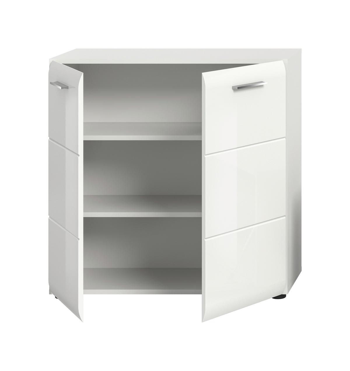 Komoda Ice, Bela Visok Sijaj - srebrne barve/črna, Design, umetna masa/leseni material (80/81/34cm) - Livetastic