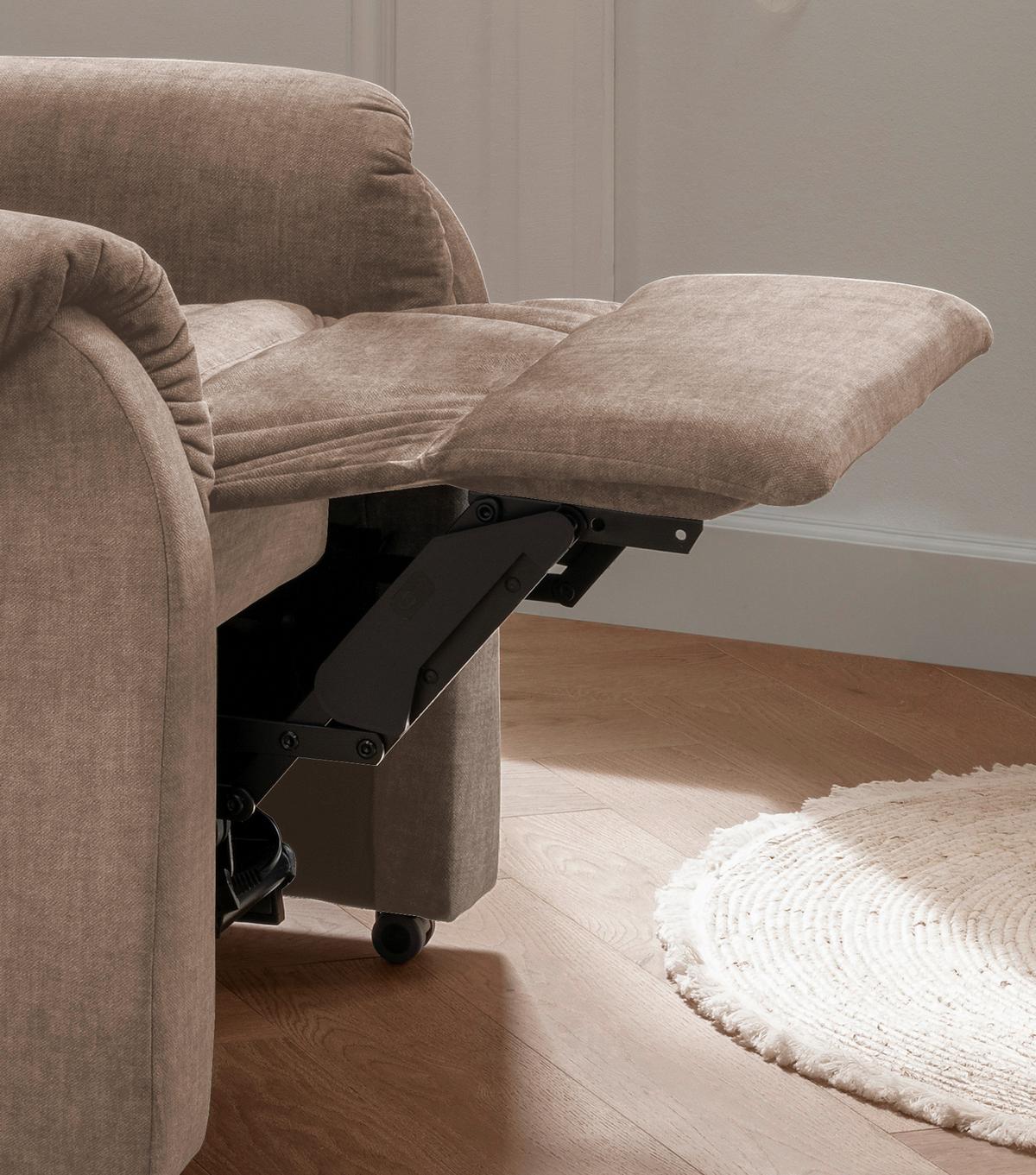 Fernsehsessel Nino Hellbraun Velours - Hellbraun/Schwarz, Design, Kunststoff/Textil (76/106/94cm) - Livetastic