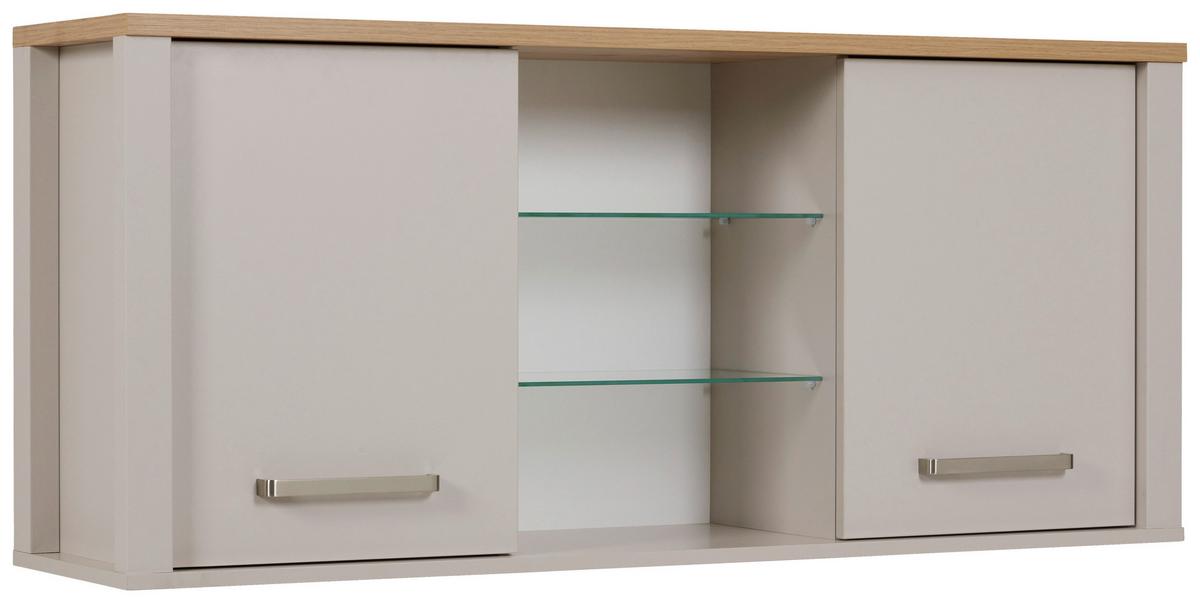 Küchenoberschrank Sardegna Kaschmir/Eiche - Kaschmir/Silberfarben, ROMANTIK / LANDHAUS, Glas/Holzwerkstoff (130/57/33cm) - home24